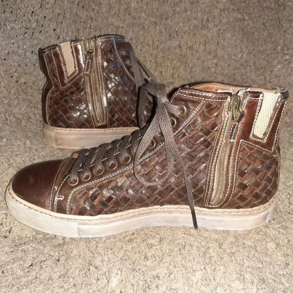 ROSSO FIORENTINO-Brown Woven Buffalo Leather-Distressed/Washed-Sz 39-Excellent - Picture 5 of 8